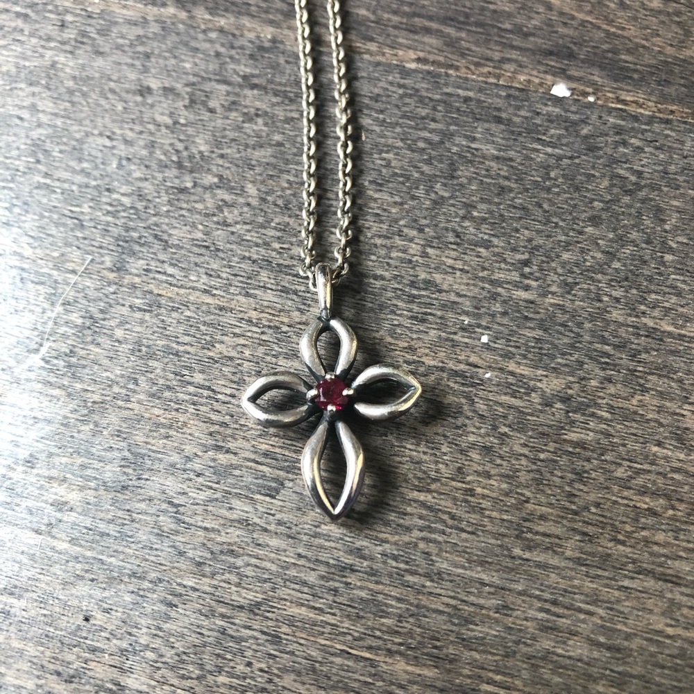 James Avery Remembrance Cross with Garnet